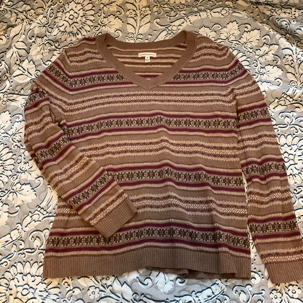 Croft & Barrow Brown V-Neck Winter Sweater